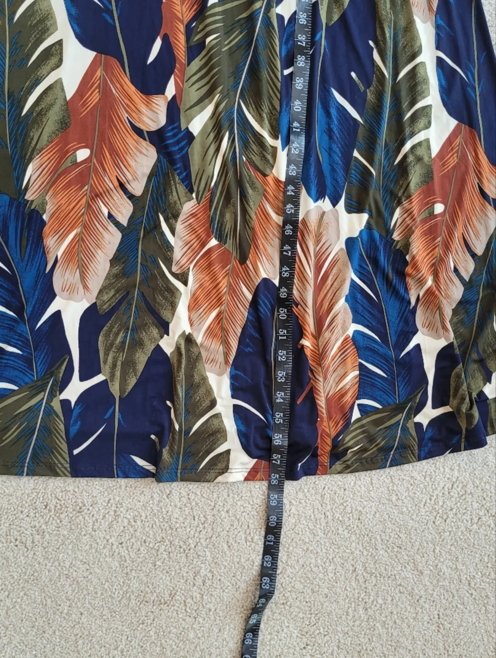 Janette Tropical Leaf Print V-Neck Maxi Dress Blue Brown Flowy Summer Sz XL - Picture 7 of 9
